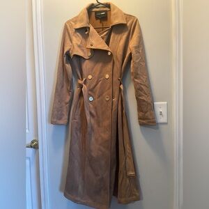 Fashion Nova Camel Double-Breasted Trench Coat